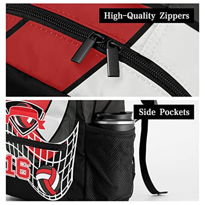 Volleyball Sport Red White Backpack Shoulder Shopping Bag Travel Casual Bags with Name Text - color: Backpack 15