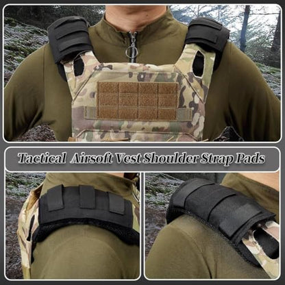 Tactical Shoulder Strap Pads, 2 Pack, Black Nylon, 3" Width, for Backpack and Vest Straps