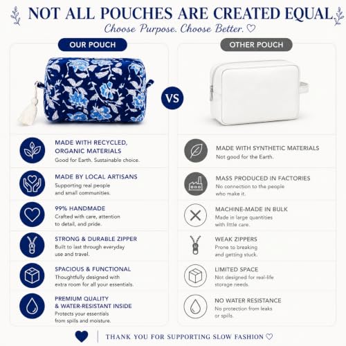 Huar Travel Makeup Bag- Large Capacity Cosmetic Bags for Women - color: Velvet Blue