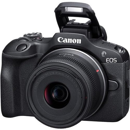Canon EOS R100 Mirrorless Camera Bundle with Double Zoom Lens RF-S 18-45mm and RF 75-300mm Telephoto Lens, 64GB SDXC Card, Camera Backpack, Filter Kit, Cleaning Kit & Canon Shoulder Bag