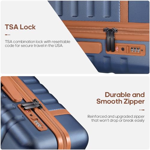 UKEIN Luggage Sets 3 Piece, Carry On Luggage 20In With Spinner Wheels,PC Hardside Suitcase Set with TSA Lock,Durable Carry On Suitcase With Travel Backpack for Men (Blue, 3 piece set (20inch)) - color: Blue, size: 3 piece set (20inch)