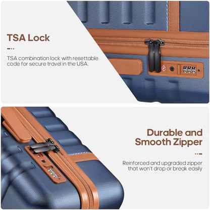 UKEIN Luggage Sets 3 Piece, PC Hardside Large Luggage 28 Inch With Spinner Wheels with TSA Lock, Checked Suitcase Set With Travel Backpack for Men (Blue, 3 piece set (28inch)) - color: Blue, size: 3 piece set (28inch)