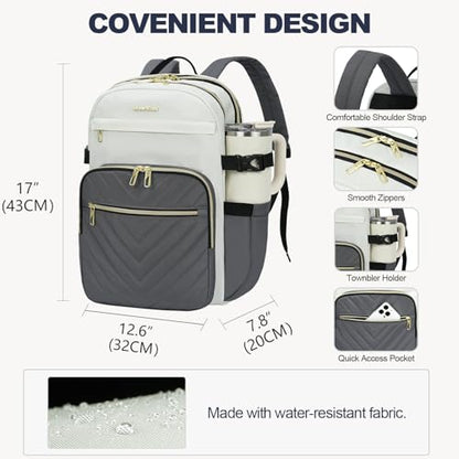 VANKEAN Laptop Backpack for Women (Beige-Grey, 15.6 Inch) - color: Beige-grey, size: 15.6 Inch