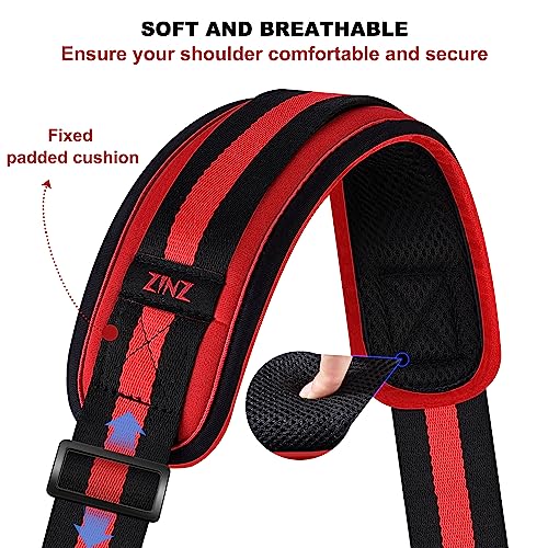 ZINMARK Shoulder Strap 59 inch, Extra-Thick Fixed Cushion Pad and Dual Clasps Universal Replacement Strap for Bags, Camera, Crossbody，Lawn mower -Black Red Black Stripe - color: Black Red Black Stripe
