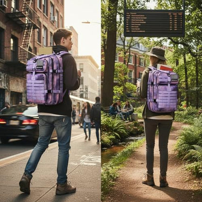 45L Military Tactical Backpack for Men & Women Bug Out Bag Assault pack Molle Daypack Hiking Trekking Rucksack (Cloud purple) - color: Cloud Purple