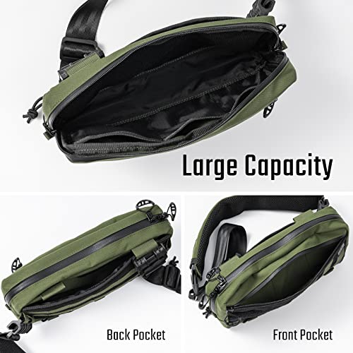 TACTICAL_GEEK Cache L3 EDC Sling Bag Chest, Lightweight Shoulder Daypack, 500D Nylon, Travel Hiking Concealed Carry,Crossbody Bag, Tactical Backpack, Hiking Ambidextrous Strap Green - color: Green