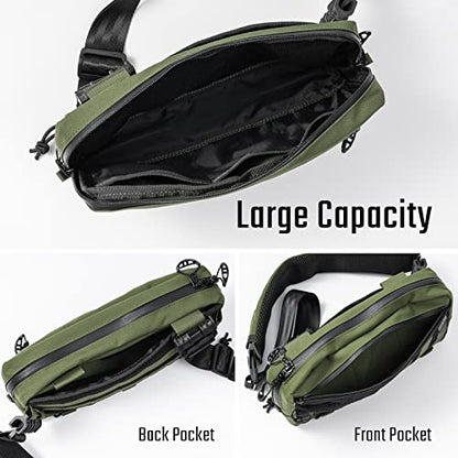 TACTICAL_GEEK Cache L3 EDC Sling Bag Chest, Lightweight Shoulder Daypack, 500D Nylon, Travel Hiking Concealed Carry,Crossbody Bag, Tactical Backpack, Hiking Ambidextrous Strap Green - color: Green
