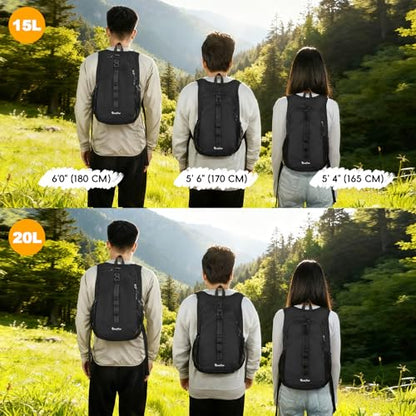 Seektop 15L Small Hiking Backpack for Women Men, Lightweight Hiking Daypack - color: Black, size: 15L