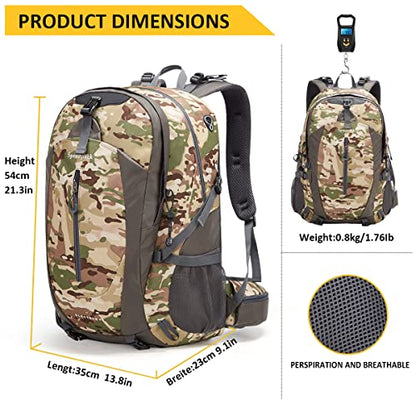 SPEEDPARK Hiking Backpack 40L Waterproof Hiking Daypack with Rain Cover, Outdoor Trekking Travel Backpacks for Men Women - color: C Acu