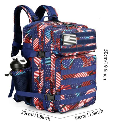 45L Military Tactical Backpacks 3 Days Assault PackBag Fitness Rucksack Hiking Molle Daypack (Spliced Flag) - color: Spliced Flag