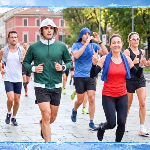 Honoson 20 Pcs12x25 Inch Cooling Hoodie Towel Bulk for Neck and Face 40x12 Inch Quick Dry Sweat Towels Instant Ice Cold Towel for Hot Weather Run Yoga Gym(Light Gray,Dark Blue) - color: Light Gray,dark Blue