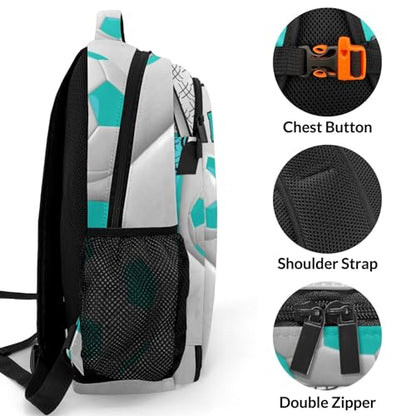Personalized Name 16.5 Backcpack Sport Ball Athlete Player Soccer Aqua Toddler Backpack for School Gym Girls Boys Elementary Kids Backpack - color: Aqua
