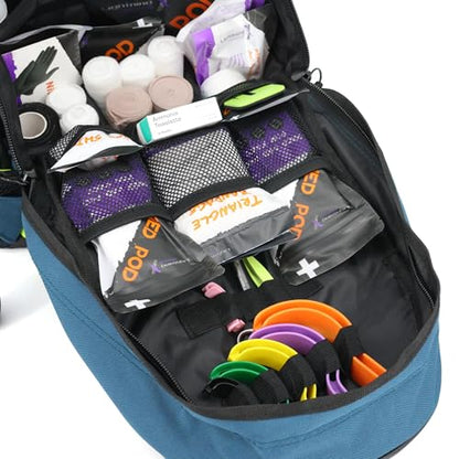 Lightning X First Responder EMT/EMS Backpack Stocked First Aid Supplies Kit B (Navy Blue) - color: Navy Blue Bag W/ Supplies