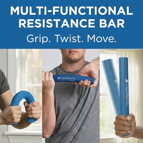 THERABAND FlexBar Resistance Bar, Heavy, Blue Flex Therapy Bar for Physical Therapy, Wrist & Forearm Exercise Equipment, Non Slip Grip, Compact Design - color: Blue - Heavy, style: Original