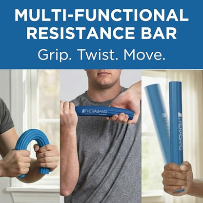 THERABAND FlexBar Resistance Bar, Heavy, Blue Flex Therapy Bar for Physical Therapy, Wrist & Forearm Exercise Equipment, Non Slip Grip, Compact Design - color: Blue - Heavy, style: Original