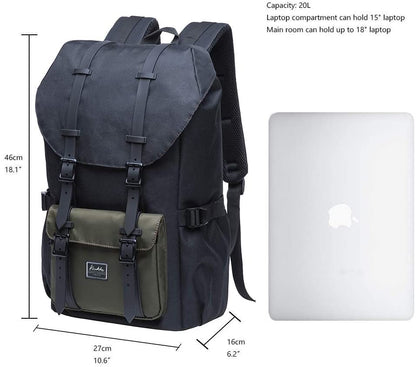 KAUKKO Laptop Outdoor Backpack, Traveling Rucksack Fits 15.6 Inch Laptop(5-5-Blackgreen) - color: 5-5blackgreen
