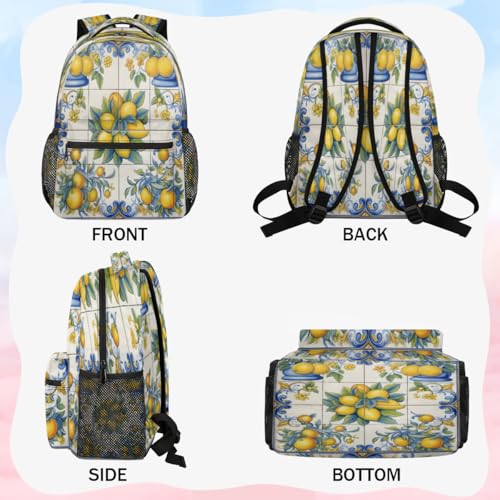 Fruit Lemon Backpack with Chest Strap, Casual Backpack for Women Men, 16 Inch Daypack for Travel Work, Lemons - color: Off-white