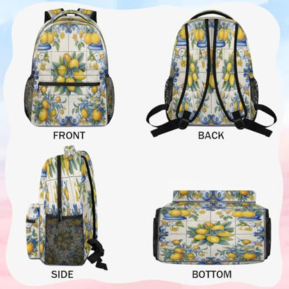 Fruit Lemon Backpack with Chest Strap, Casual Backpack for Women Men, 16 Inch Daypack for Travel Work, Lemons - color: Off-white