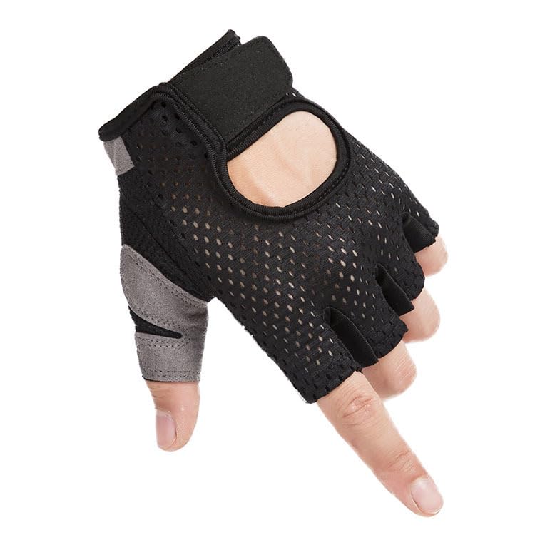 Mealah Men & Women Breathable Workout-Glove - UV Protection Fingerless Gym Gloves for Fitness Rowing Cycling - color: Black with PU