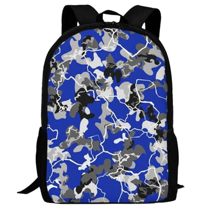 Lightweight Polyester Daypack Blue Camouflage Print, Anti Theft Large Capacity Travel Hiking Backpack Unisex Carry On Bag for Outdoor Commute Business Use - color: Design (661)