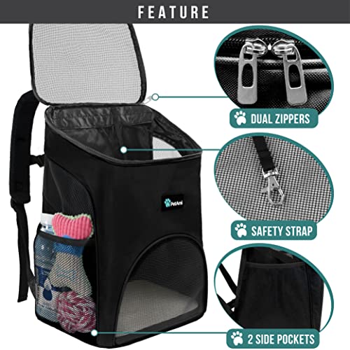 PetAmi Cat Backpack Carrier, Airline Approved Pet Carrier Backpack for Small Dogs and Large Cats, Soft Sided Collapsible Ventilated with Sherpa Bed for Hiking Travel, Max 18 lbs, Black - color: Black