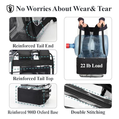 PACKISM Clear Backpack for School - 17 inch Large Heavy Duty Bookbag, Reinforced See Through PVC Transparent Backpack - color: Active Black, style: Daypack Backpacks