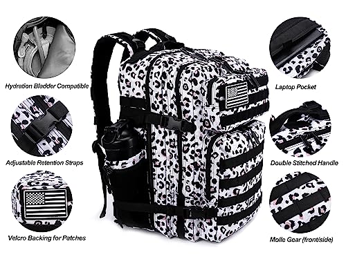 LHI Military Tactical Backpack for Men and Women 45L Army 3 Days Assault Pack Bag Large Rucksack with Molle System - Leopard - color: 2.2 Leopard