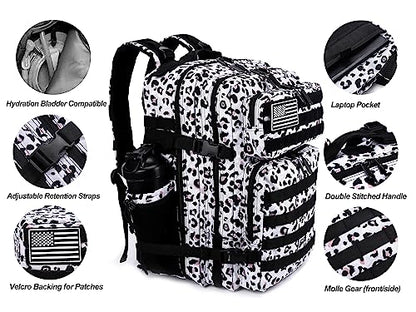 LHI Military Tactical Backpack for Men and Women 45L Army 3 Days Assault Pack Bag Large Rucksack with Molle System - Leopard - color: 2.2 Leopard