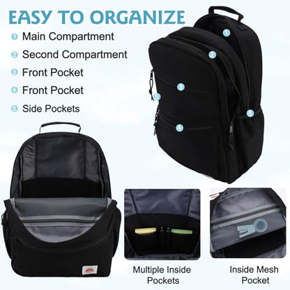 VASCHY School Backpack, Lightweight Classic Cute Aesthetic Bookbag Daypack for Teen Boys Girls Traveling/Gym/Middle School Black - color: Black-l, size: Large-17in