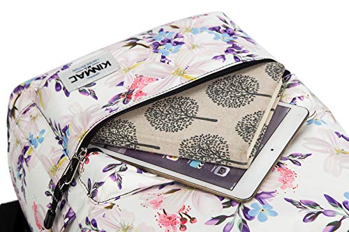 Kinmac Chinese Flowering Crabapple Pattern 15 inch Waterproof Laptop Travel Outdoor Backpack With USB Charging Port For 13 inch 14 inch and 15.6 inch Laptop - color: Chinese Flowering Crabapple