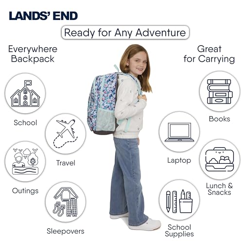 Lands' End Unisex Kids Large ClassMate Lightweight Durable Elementary School Backpack, Peacock - color: Peacock