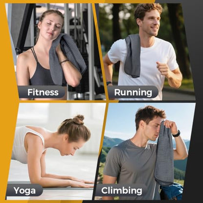 HOMEXCEL 4 Pack Microfiber Gym Towels Grey Fitness Towels Ultra Soft, Highly Absorbent and Quick Dry Towel for Gym, Shower, Hotel, Spa 15 x 25 Inch - color: Grey