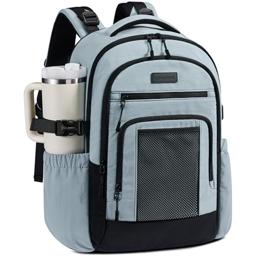 LOVEVOOK Laptop Backpack for Women with Large Cup Holder,15.6 Inch Work Computer Bag with Chest Buckle Back Pad Shoulder Buckle,Waterproof Business Backpack College Teacher Bag for Gift Travel - color: Blue-black, size: 15.6 Inch