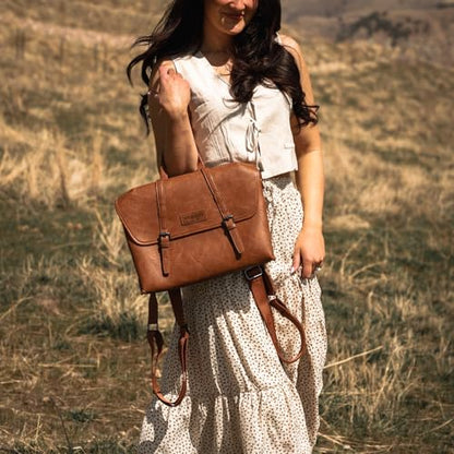 Wrangler Laptop Bag for Women Messenger Bag Briefcase Computer Backpack Convertible Satchel Bag - color: Brown, size: 15.6 inch