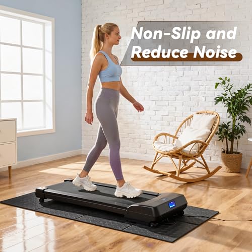 Walking Pad Mat for Carpet and Hardwood Floors, 0.25" Thick Foldable Treadmill Mat for Floor Protection, Non-Slip High Density for Bike, Elliptical, Home Gym Use - size: 55"L x 23.6"W x 0.3"Th