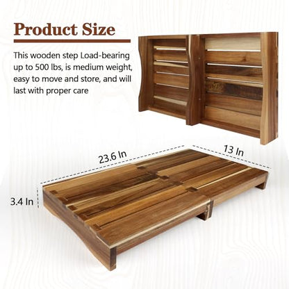 3.4” Height Wood Step Stool, Heavy Duty One-Step Foot Stool with No Slip Pads, 400 Lb Waterproof One Step Stool for Adults, Bathroom Sink Stepping, Balcony Plant Stand - size: 3.4 In Height