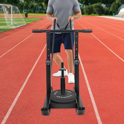 Adjustable Weight Sled for Training - 5 Height Levels, 440lbs Capacity, Lawn-Safe Push/Pull Fitness Sled for Strength Training