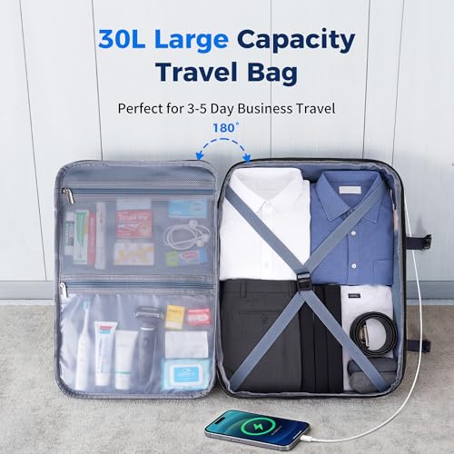 ECOHUB 19" Travel Backpack for Men Women 30L Large Carry-On Backpack with 17.3 In Laptop Compartment,Black - color: Black