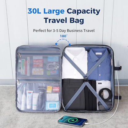 ECOHUB 19" Travel Backpack for Men Women 30L Large Carry-On Backpack with 17.3 In Laptop Compartment,Black - color: Black