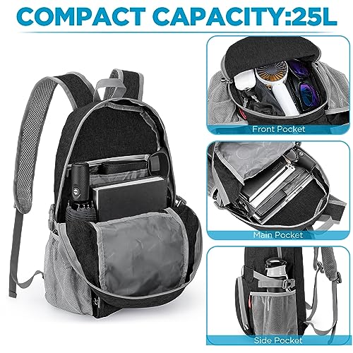 ZOMAKE Ultra Lightweight Packable Backpack 25L,Small Foldable Backpacks Hiking Water Resistant Collapsible Daypack for Women Men(Black-B3) - color: Black-b3, size: 25L