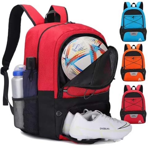Hsmihair Soccer Bag-Soccer Backpack&Backpack for & Football Volleyball & Basketball,with Ball Compartment and Separate Cleat - color: Red