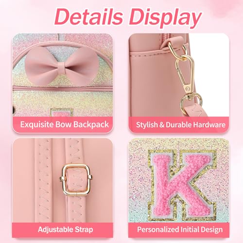 Birthday Gift for 2 3 4 5 6 7 8 9 10 Year old Girls Personalized Initial Mini Backpack Purse for Toddler Kids-Shine-K - color: Shine, style: K