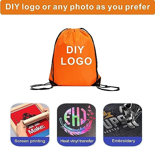 Drawstring Backpack Bulk 20 Pcs Draw String Backpack Bags DIY Gym Sports Traveling Yoga Cinch Bag Sackpack Drawstring (Orange) - color: Orange