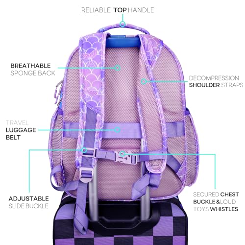 mibasies Girls Backpack: Large Kids Backpack Girls for Elementary School with Laptop Compartment - Mermaid Tail - color: Mermaid Tail, style: School-17"h