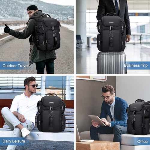 WITZMAN Travel Backpack for Men Carry-on Laptop Backpack Fit 16 Inch Airline Approved for Traveling,Casual,Commuting(B744 Black) - color: Black