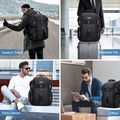 WITZMAN Travel Backpack for Men Carry-on Laptop Backpack Fit 16 Inch Airline Approved for Traveling,Casual,Commuting(B744 Black) - color: Black