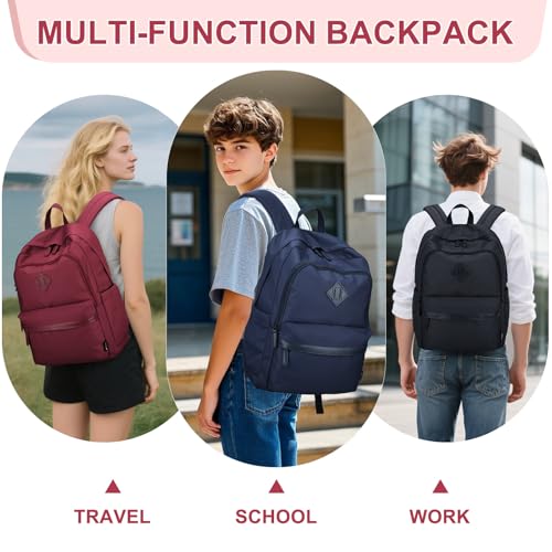 RAVUO Backpack for Women, Water Resistant School Bookbag with 15.6 inch Laptop Compartment Casual College Schoolbag Daypack for Teen Girls,Red - color: Red