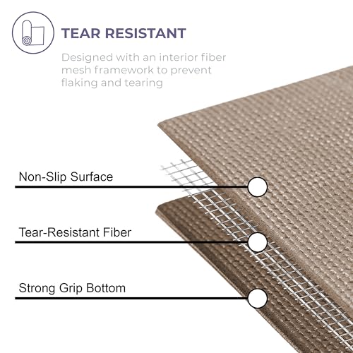 Voyage Yoga Mat, 6 Pack, 72" x 24" Professional Studio and Gym Bulk Yoga Mats, 5mm Thick, Durable, Anti-Tear, Non Slip Fitness and Exercise Mats - color: Mocha