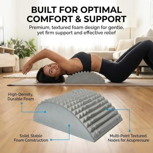 Foam Back Stretcher for Gentle Daily Stretching | Lumbar Support Pillow, Lower Back Relief, Posture Correction, Spine Support, Lightweight
