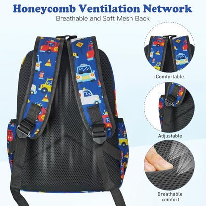 Kids Backpack for Girls Boys - 15 Inch Cute Cars Little Kids Backpack Waterresistant Toddler Preschool Kindergarten School Bag for Aged 3-8, Dark Blue - color: Dark Blue